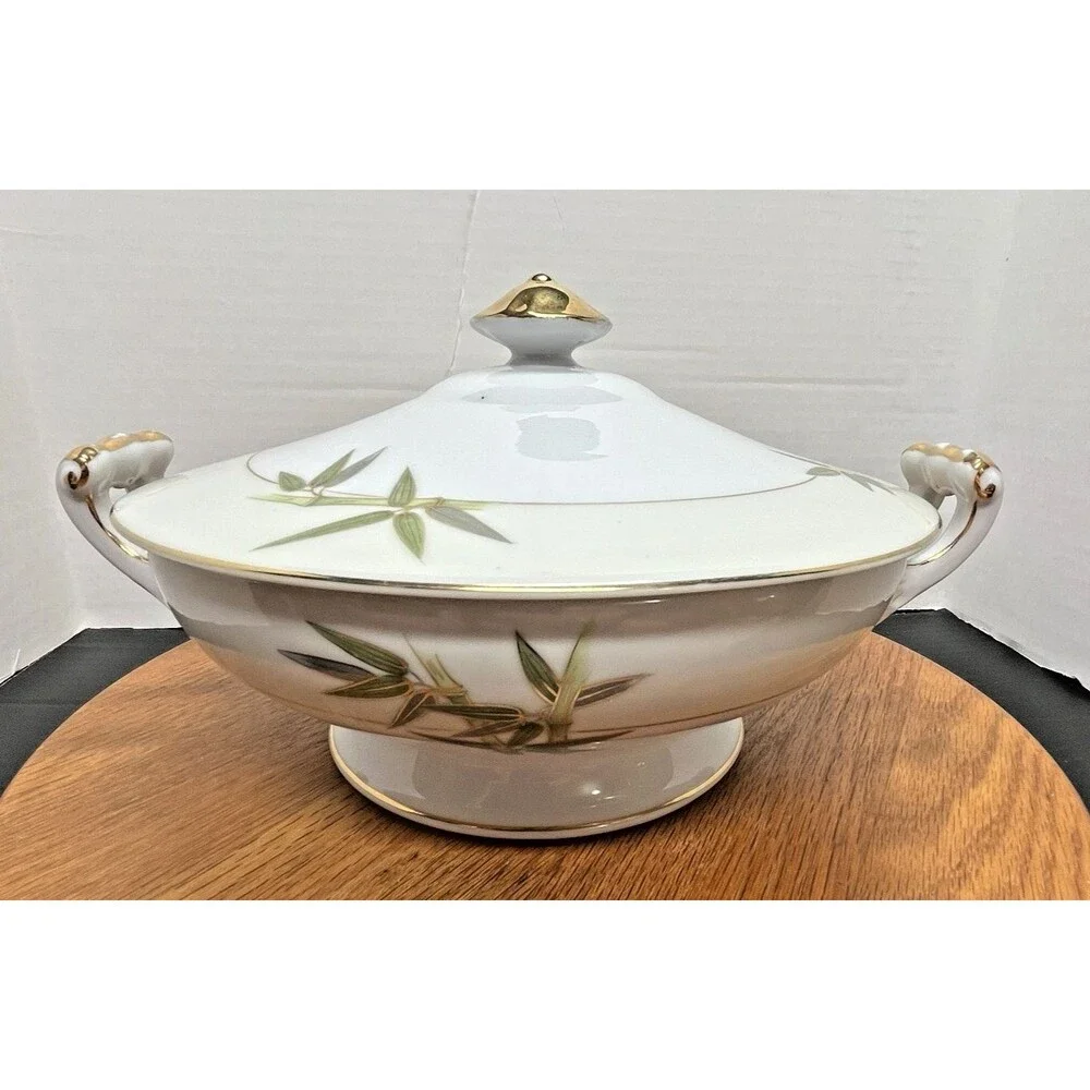 Vintage Kutani Japan Bamboo Tree Pattern Fine Bone China 9